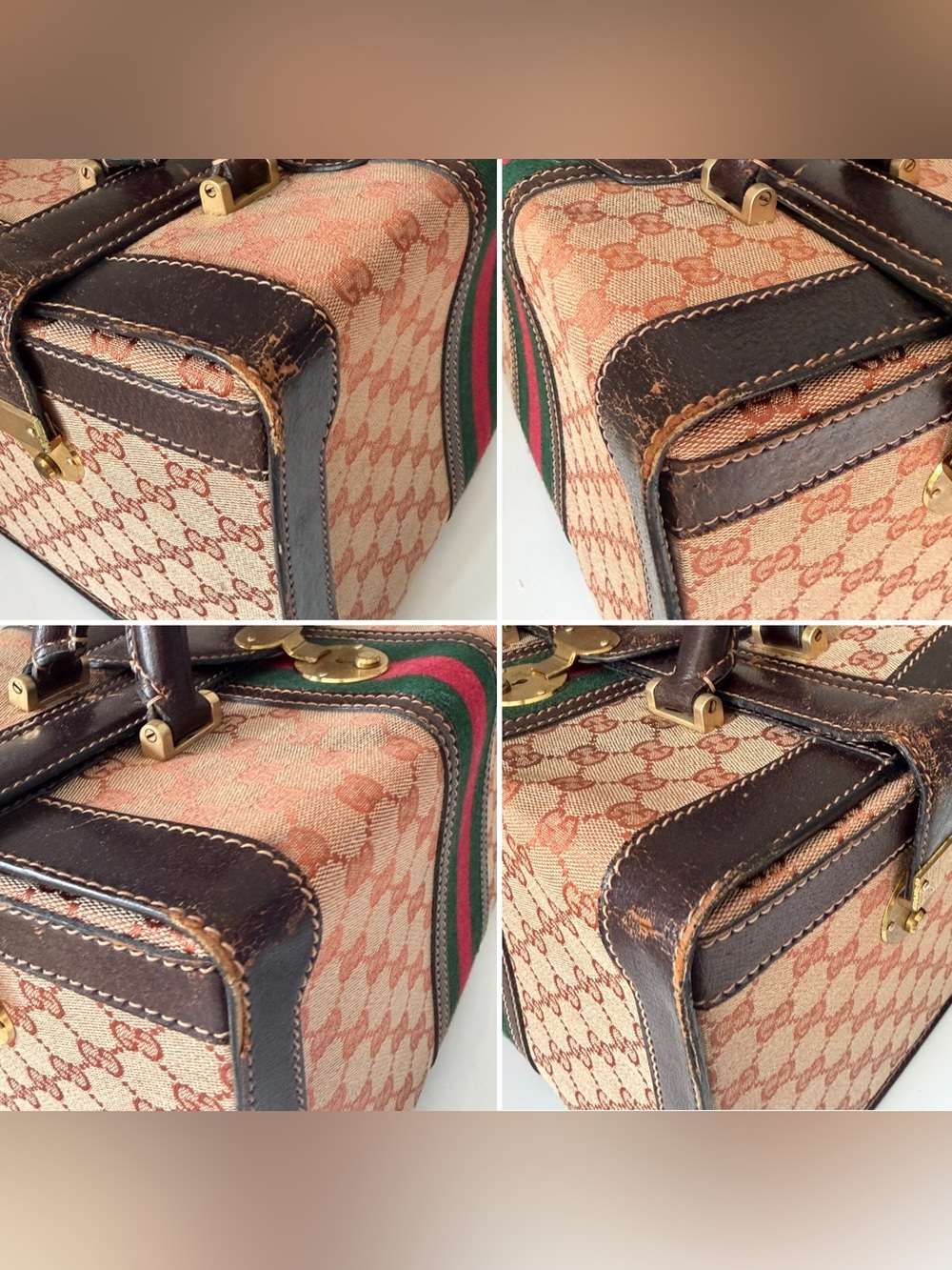 Vintage Gucci GG Supreme Sherry Web Train Case Vanity Bag - Picture 5 of 16